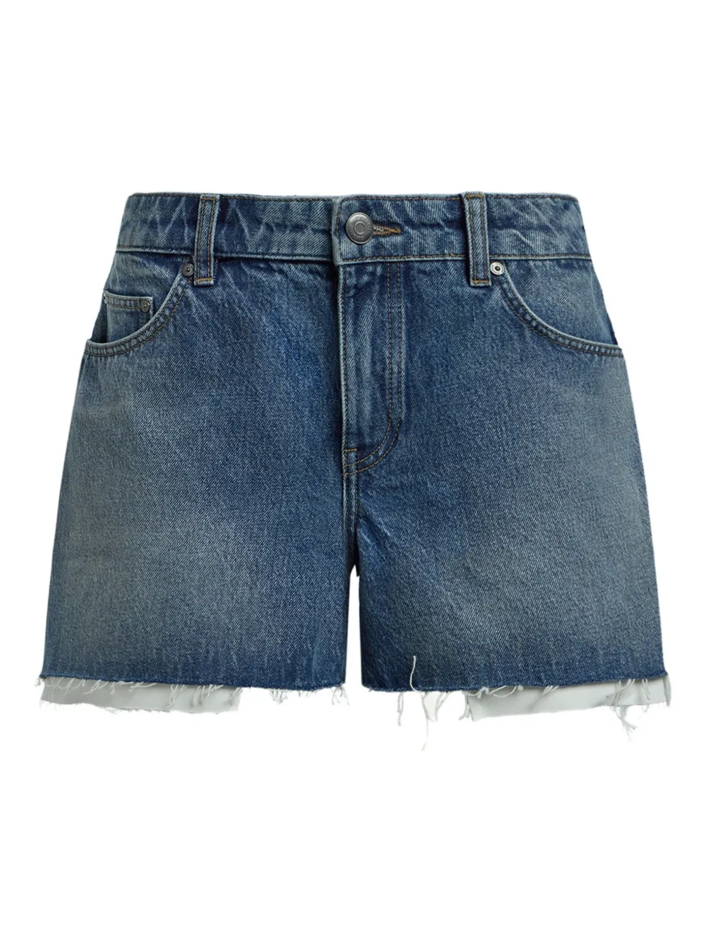 12 STOREEZ Gerafelde denim shorts Blauw
