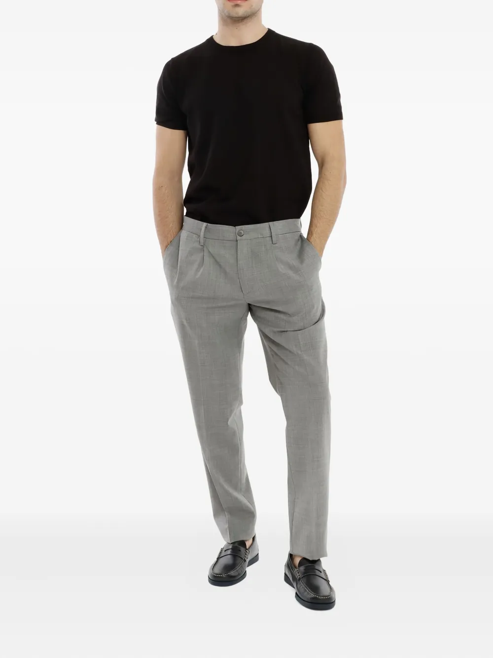 DEVORE Plooibroek met elastische taille - Grijs