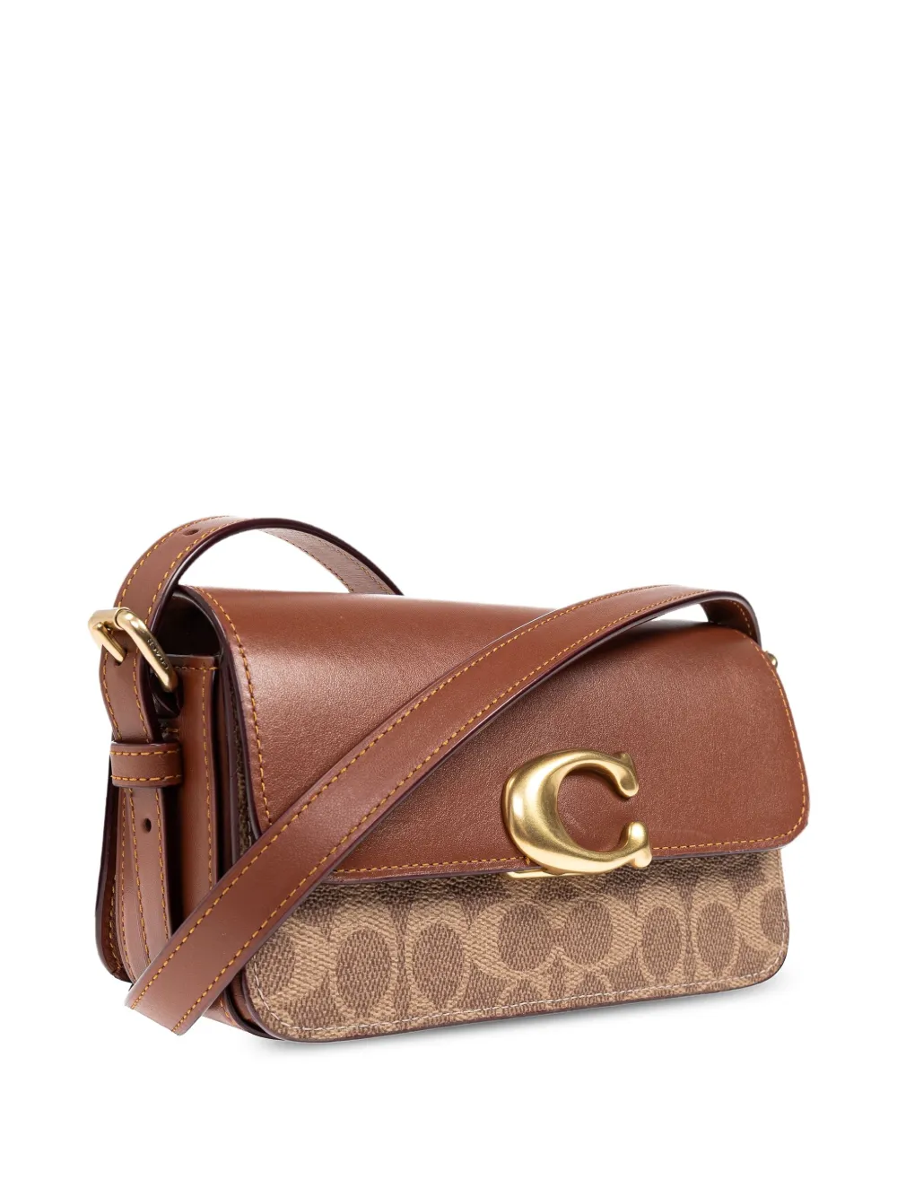 Coach Schoudertas met logoplakkaat Bruin