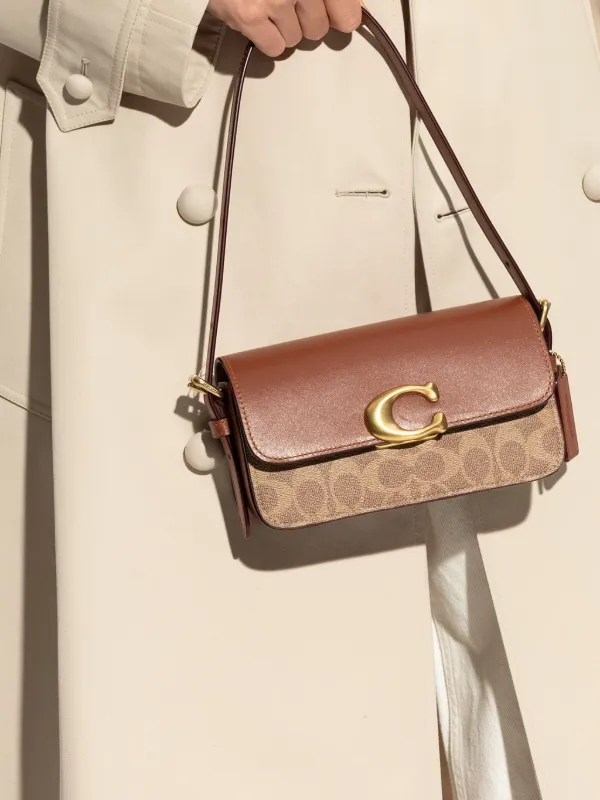 COACH ボディバッグ　ブラウン　ロゴデザイン Coach logo-plaque Shoulder Bag | Brown | FARFETCH JO