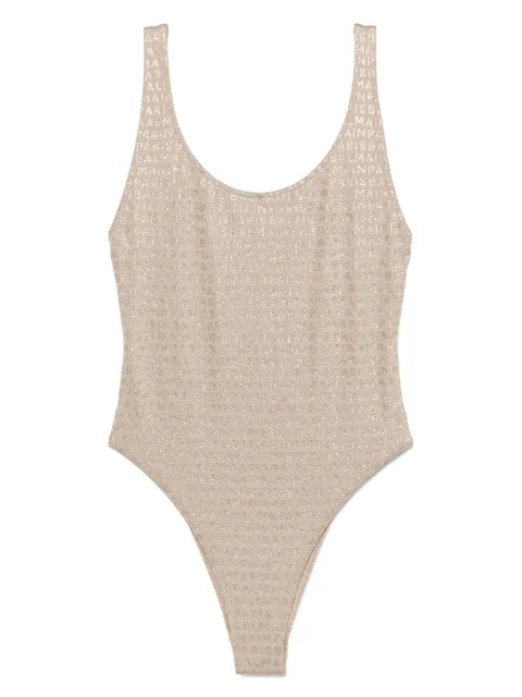Balmain monogram-print swimsuit