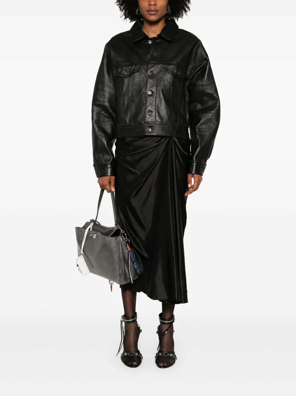 Balenciaga Satijnen midi-jurk - Zwart