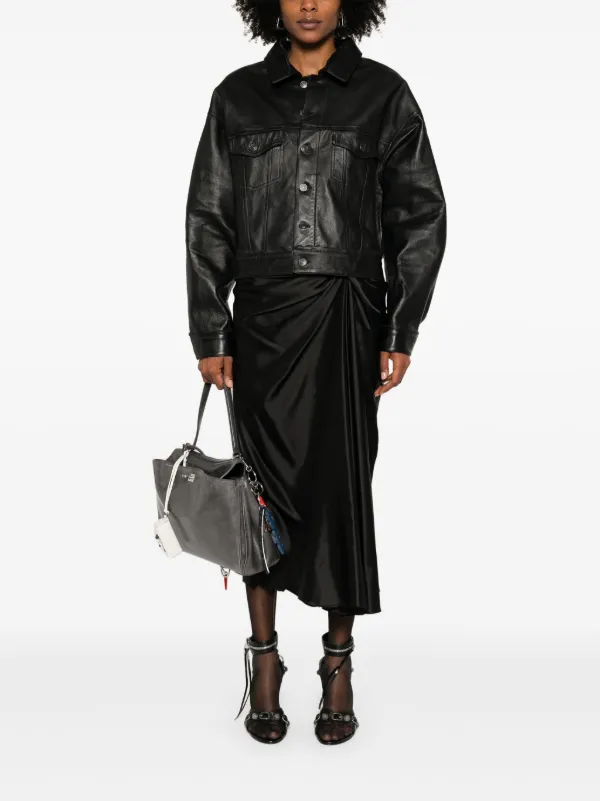 balenciaga satin dress Balenciaga Satin Long-Sleeve Maxi Dress