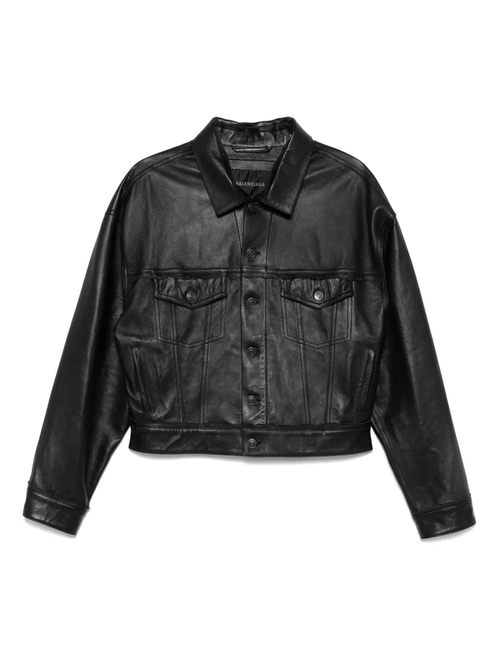 Balenciaga Hemdjacke aus Leder - Schwarz