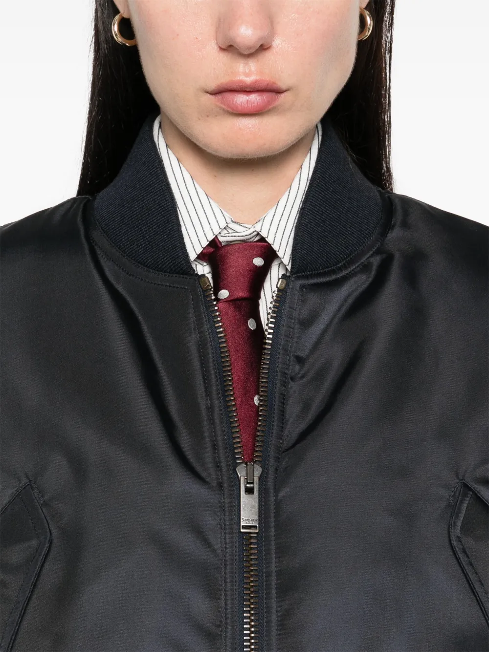 Saint Laurent Cropped bomberjack Blauw