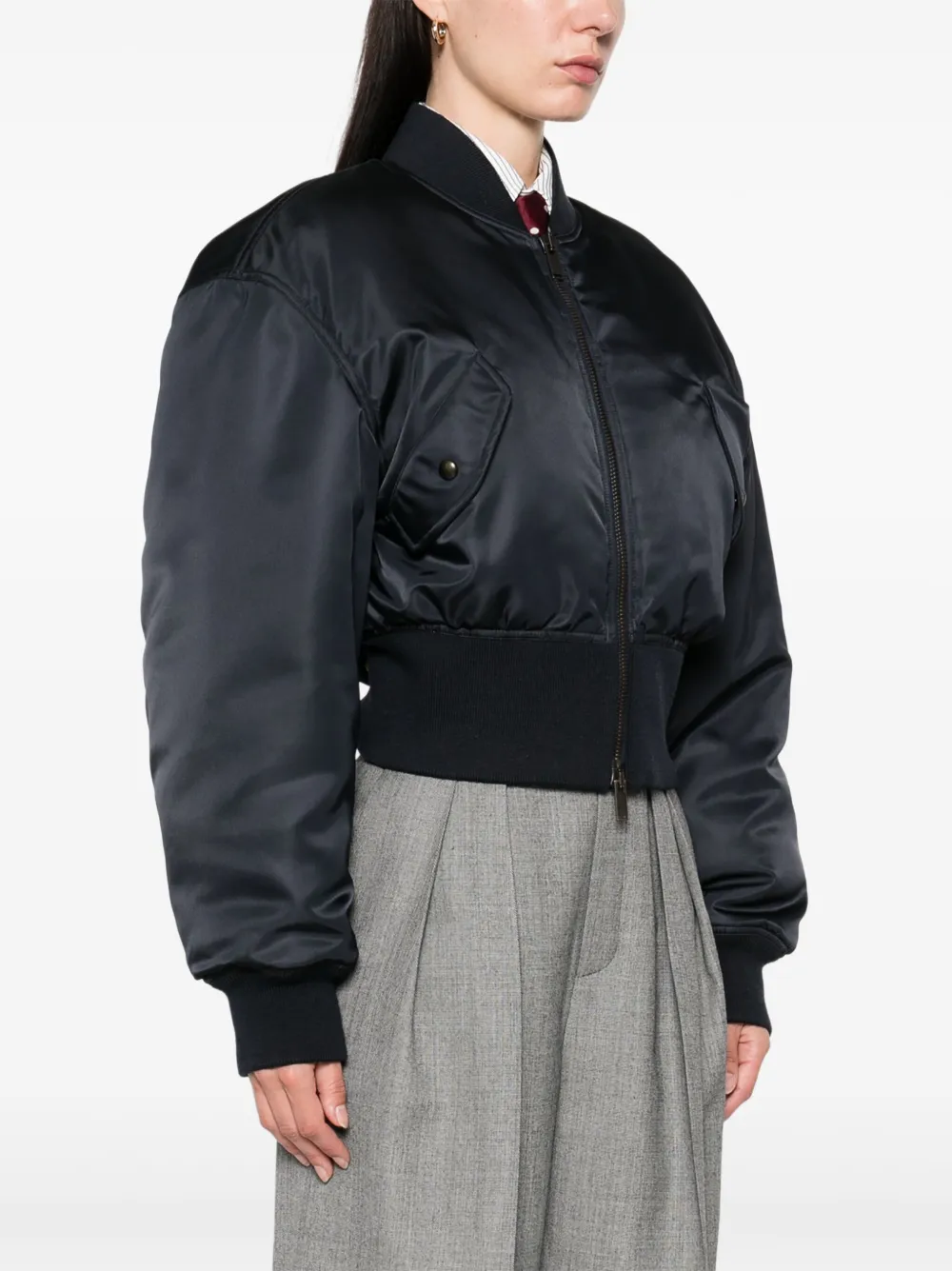 Saint Laurent Cropped bomberjack Blauw