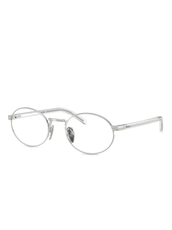Prada Eyewear PRB55V oval-frame Glasses | Silver | FARFETCH