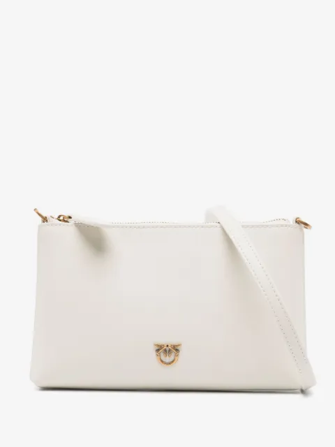 PINKO flat leather clutch with Love Birds logo