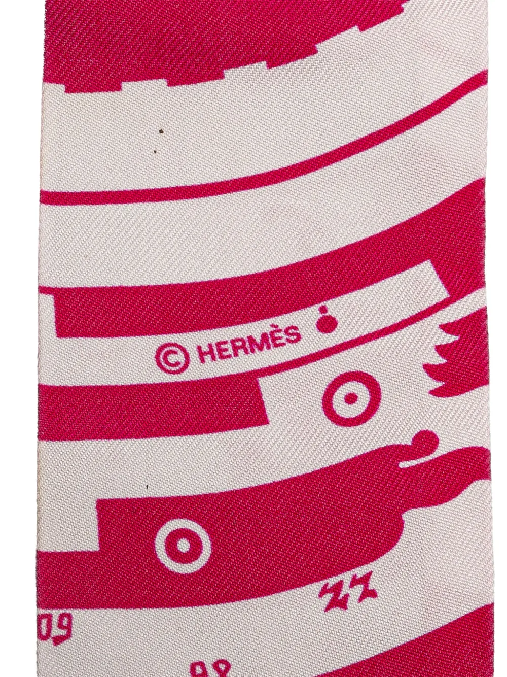 Pre-owned Hermes 20th Century Astrologie A Pois Silk Twilly Scarf Scarves In Red