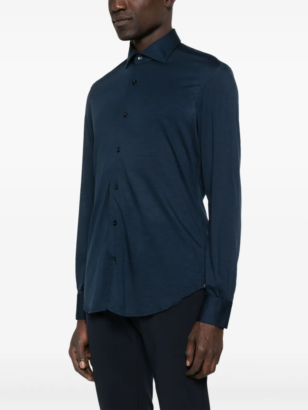 Mazzarelli Overhemd van scheerwol Blauw