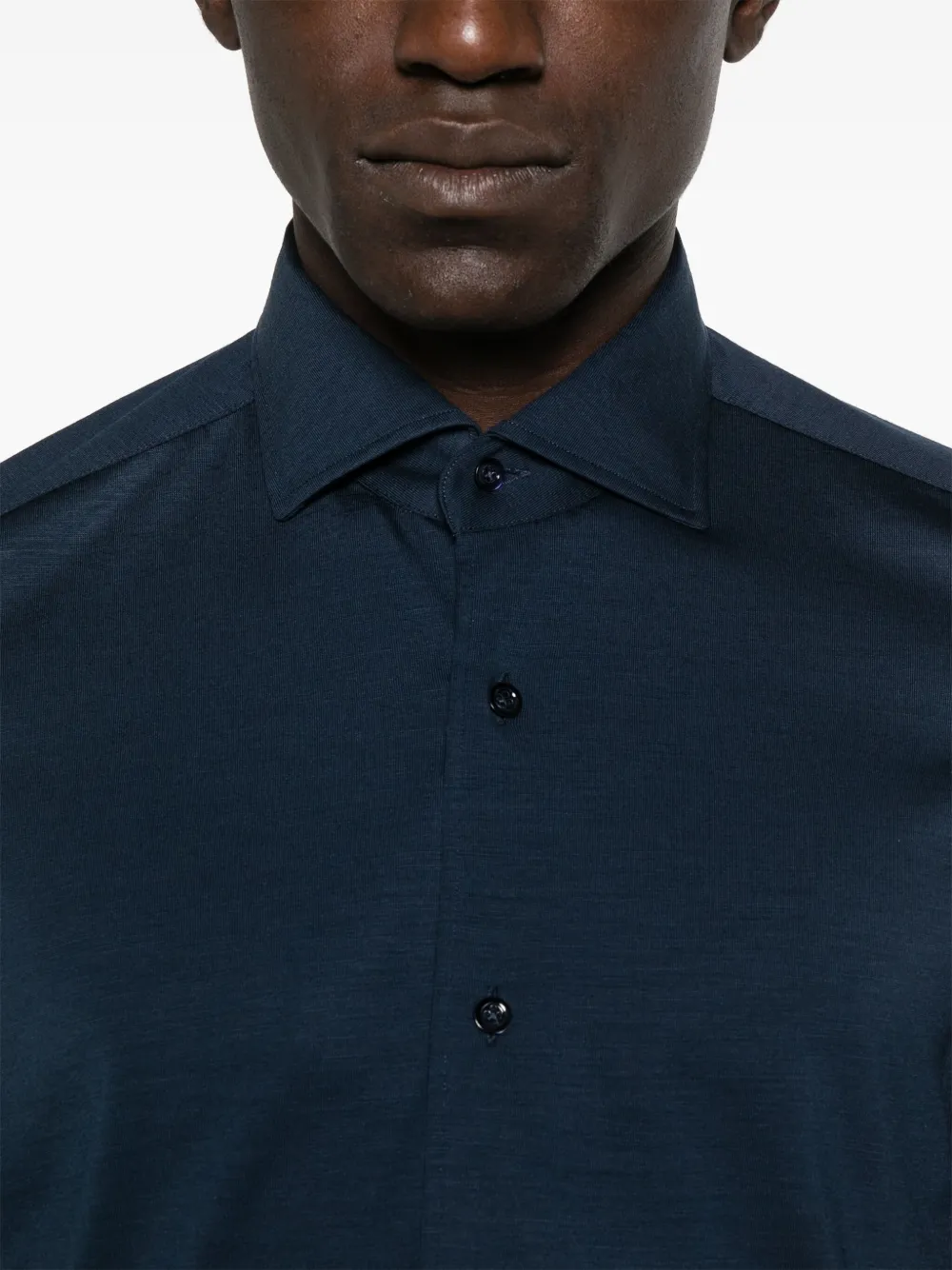 Mazzarelli Overhemd van scheerwol Blauw