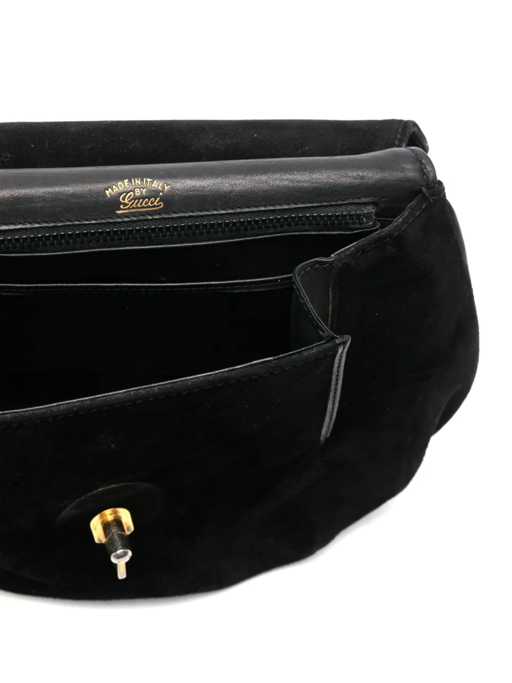 Pre-owned Gucci Suede Shoulder Bag In Black