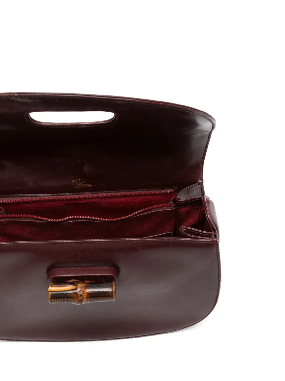 Pre-owned Gucci Bamboo-top Handle Tote Bag In Red