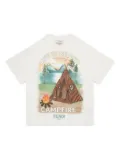 Fendi Kids campfire-print crew-neck T-shirt - White
