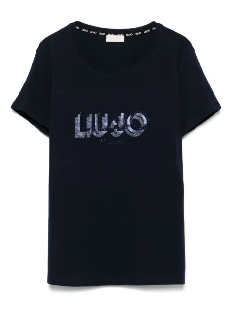 LIU JO playera con logo y detalles de cristal