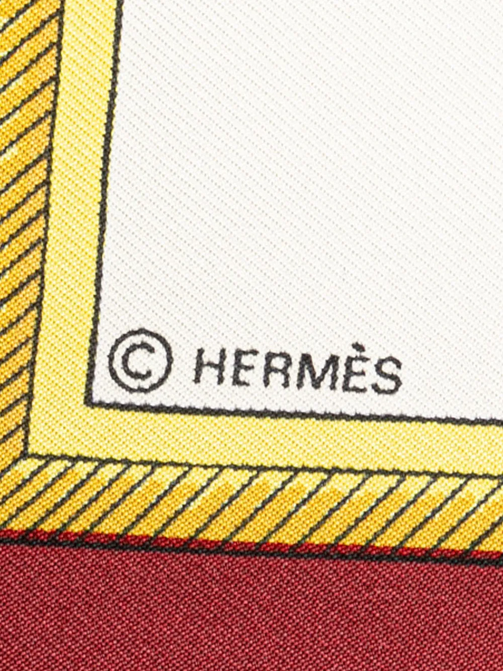 Pre-owned Hermes 20th Century Les Voitures A Transformation Silk Scarf Scarves In White