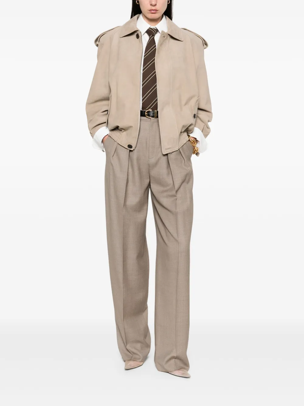 Saint Laurent Suède bomberjack Beige