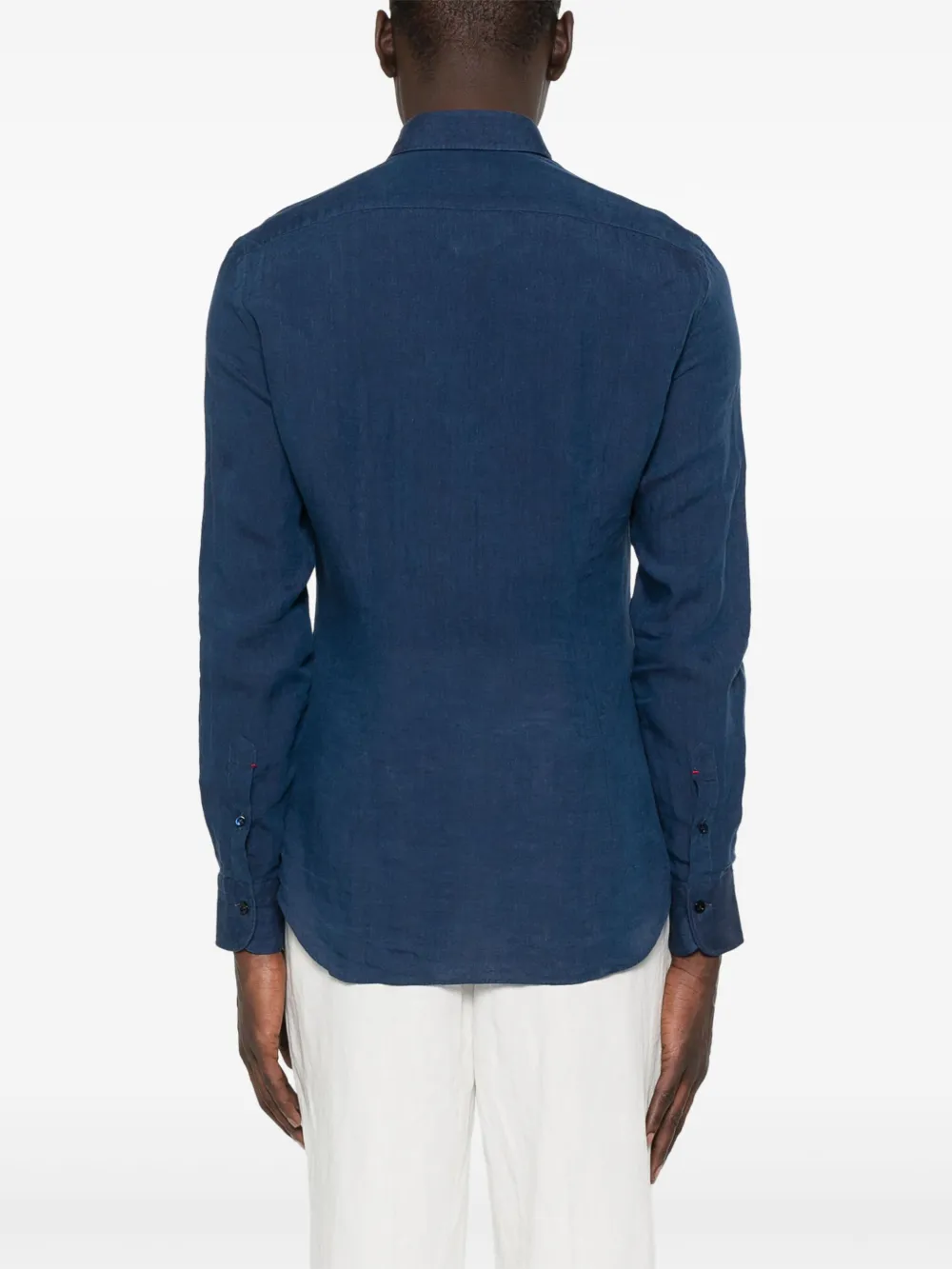 Mazzarelli Overhemd met uitgesneden kraag Blauw