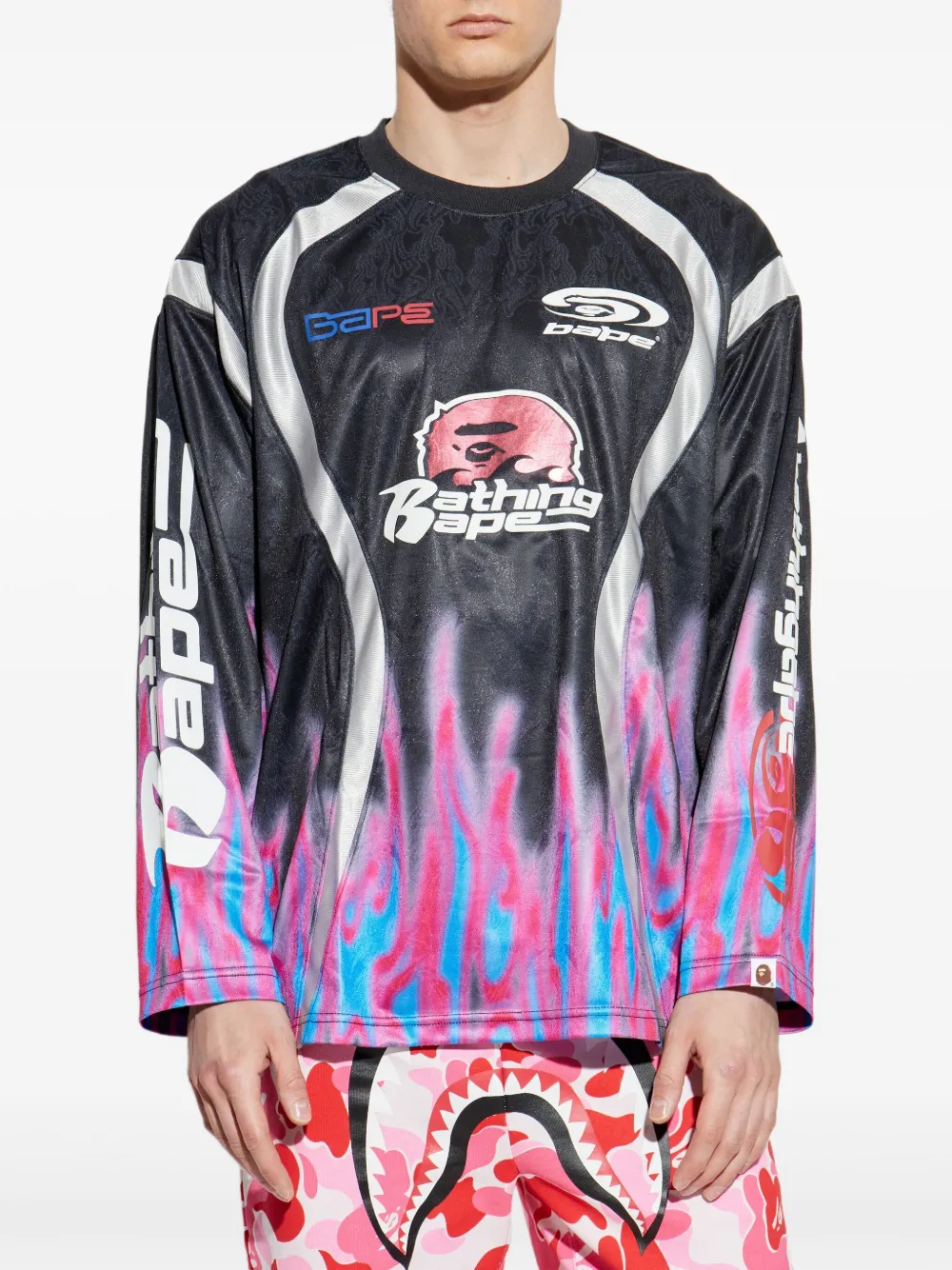 A BATHING APE T-shirt met grafische print Zwart