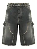 A BATHING APE® stud-embellished denim shorts - Grey