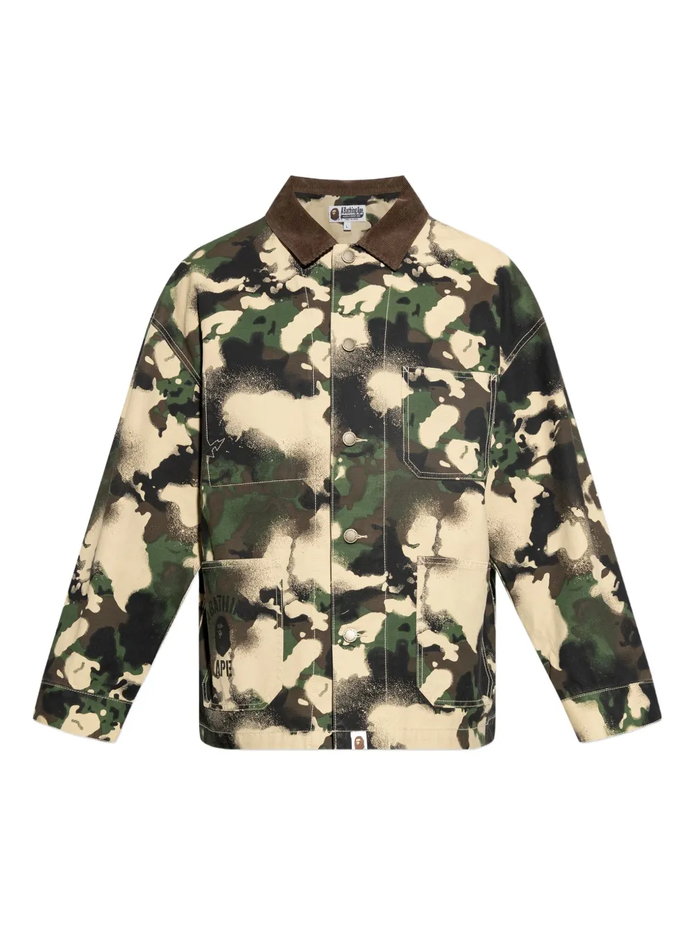 A BATHING APE® Camouflage-print work jacket | Green | Image 1