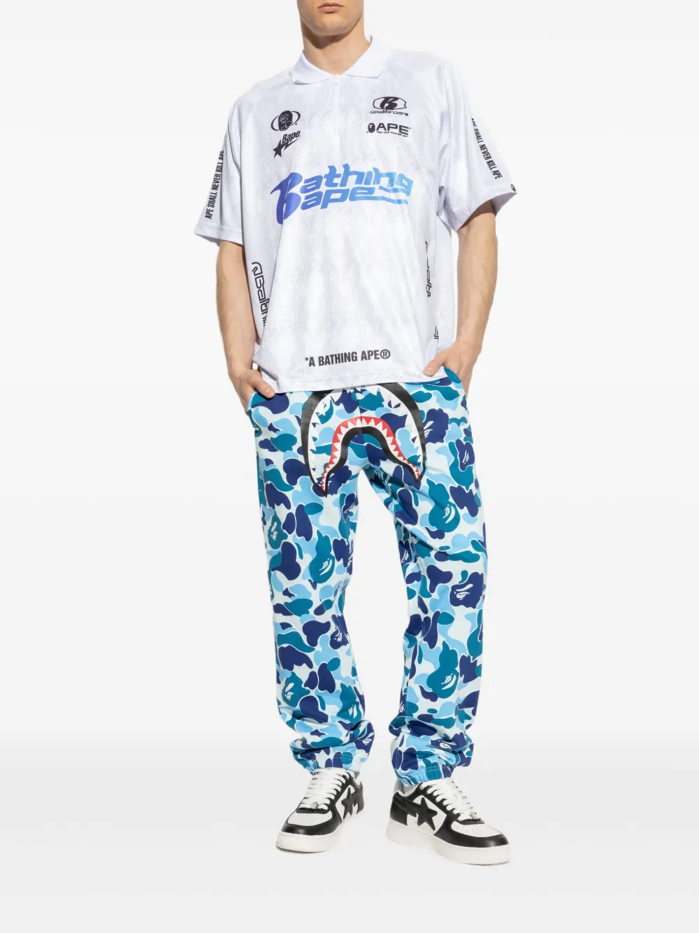 A BATHING APE Poloshirt met grafische print - Wit
