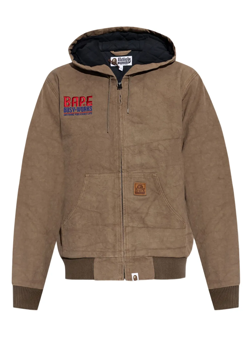 A BATHING APE® logo-embroidered hooded jacket | Brown | Image 1