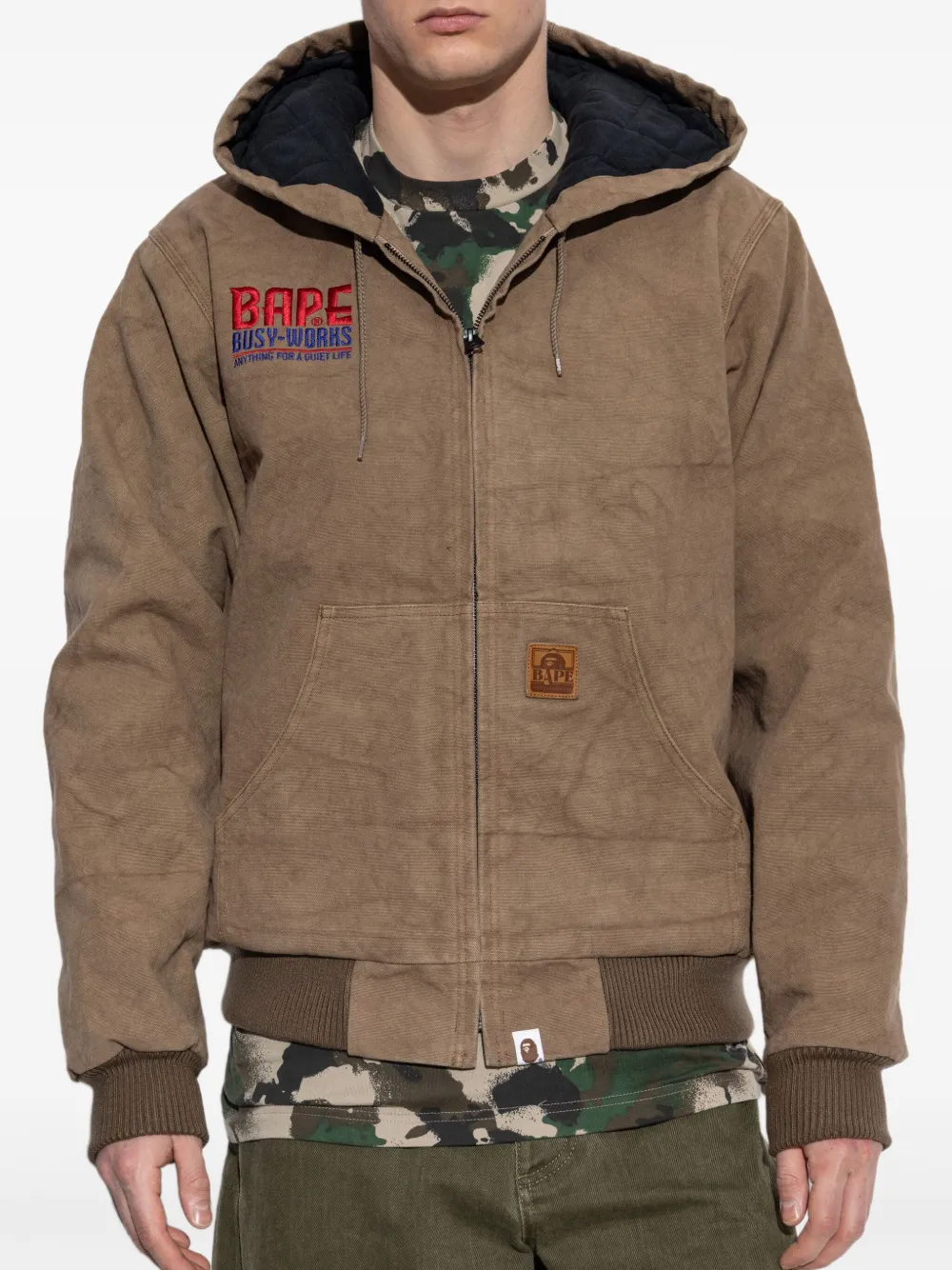 A BATHING APE Jack met geborduurd logo Bruin