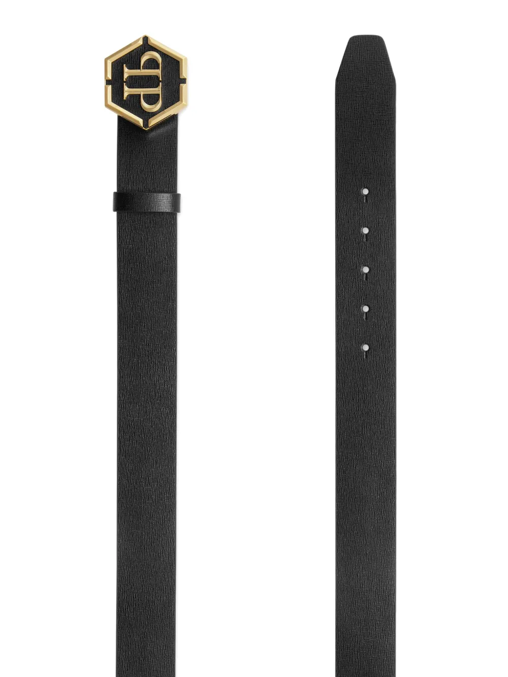 Philipp Plein Hexagon-buckle Leather Belt In Black