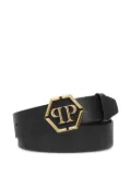 Philipp Plein hexagon-buckle leather belt - 0293 black/lightgold