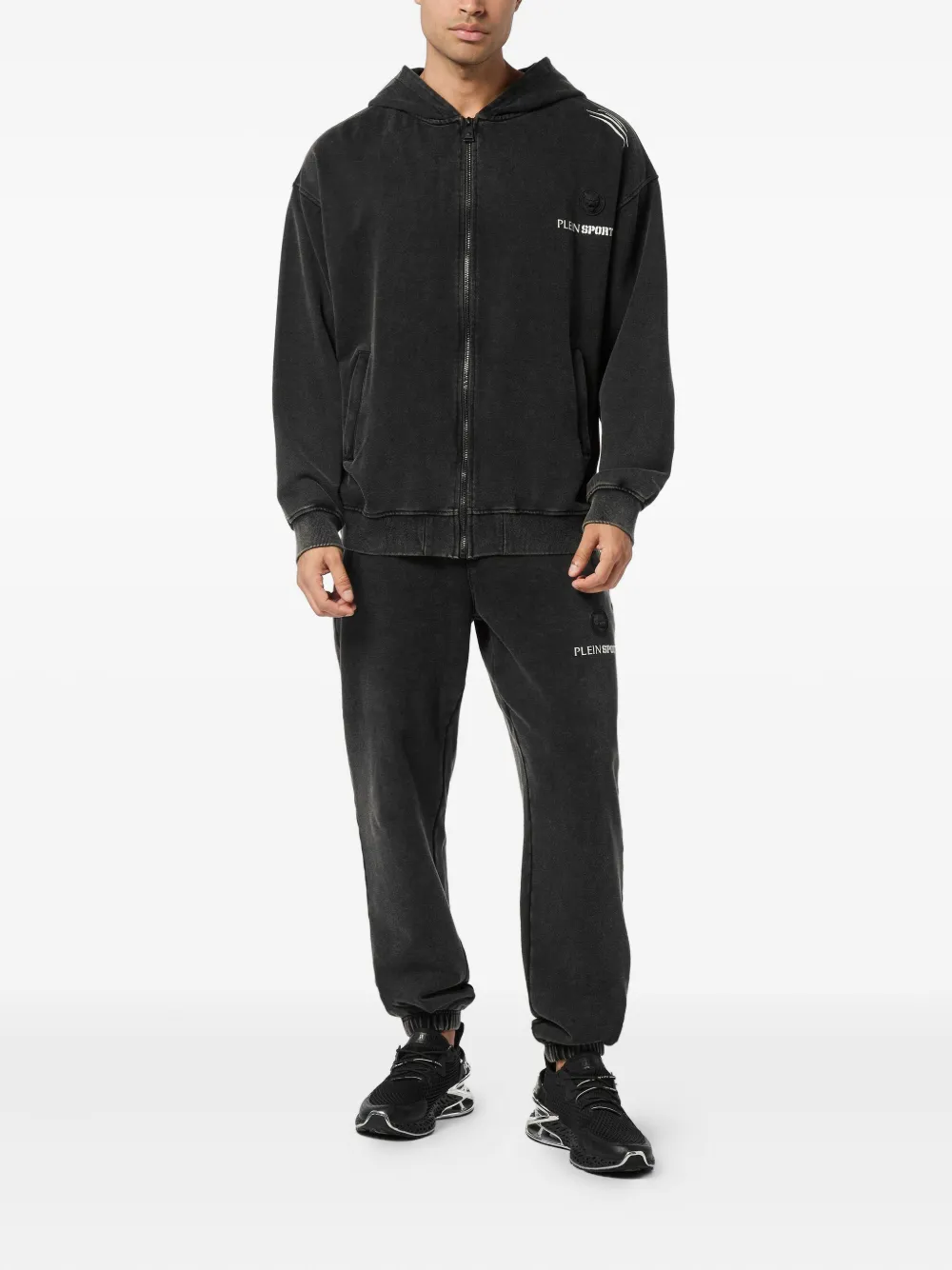 Plein Sport Hoodie met grafische print Zwart