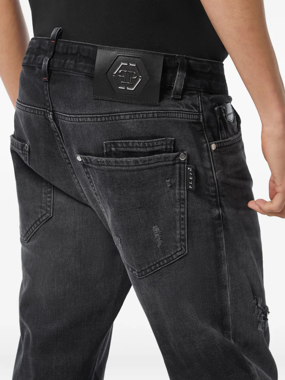 Philipp Plein Gerafelde jeans Zwart