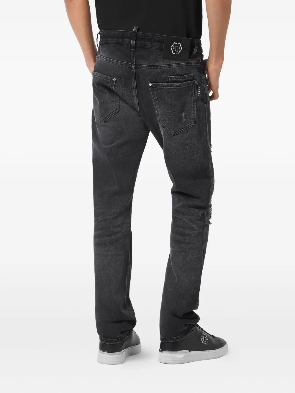 Philipp Plein Gerafelde jeans Zwart