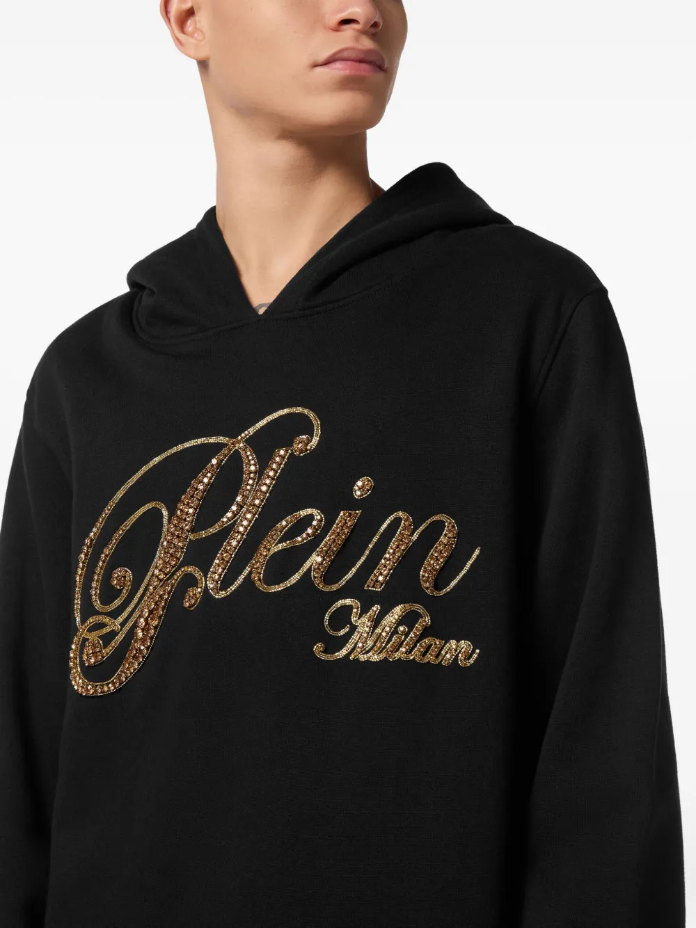 Philipp Plein Hoodie verfraaid met stras 02 BLACK