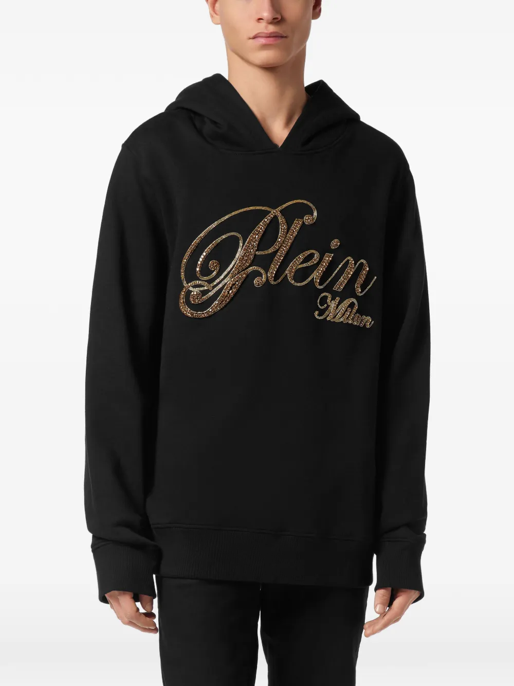 Philipp Plein Hoodie verfraaid met stras 02 BLACK
