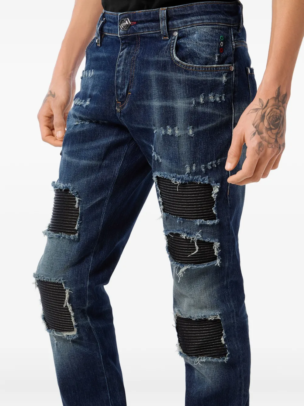 Philipp Plein Gerafelde jeans Blauw