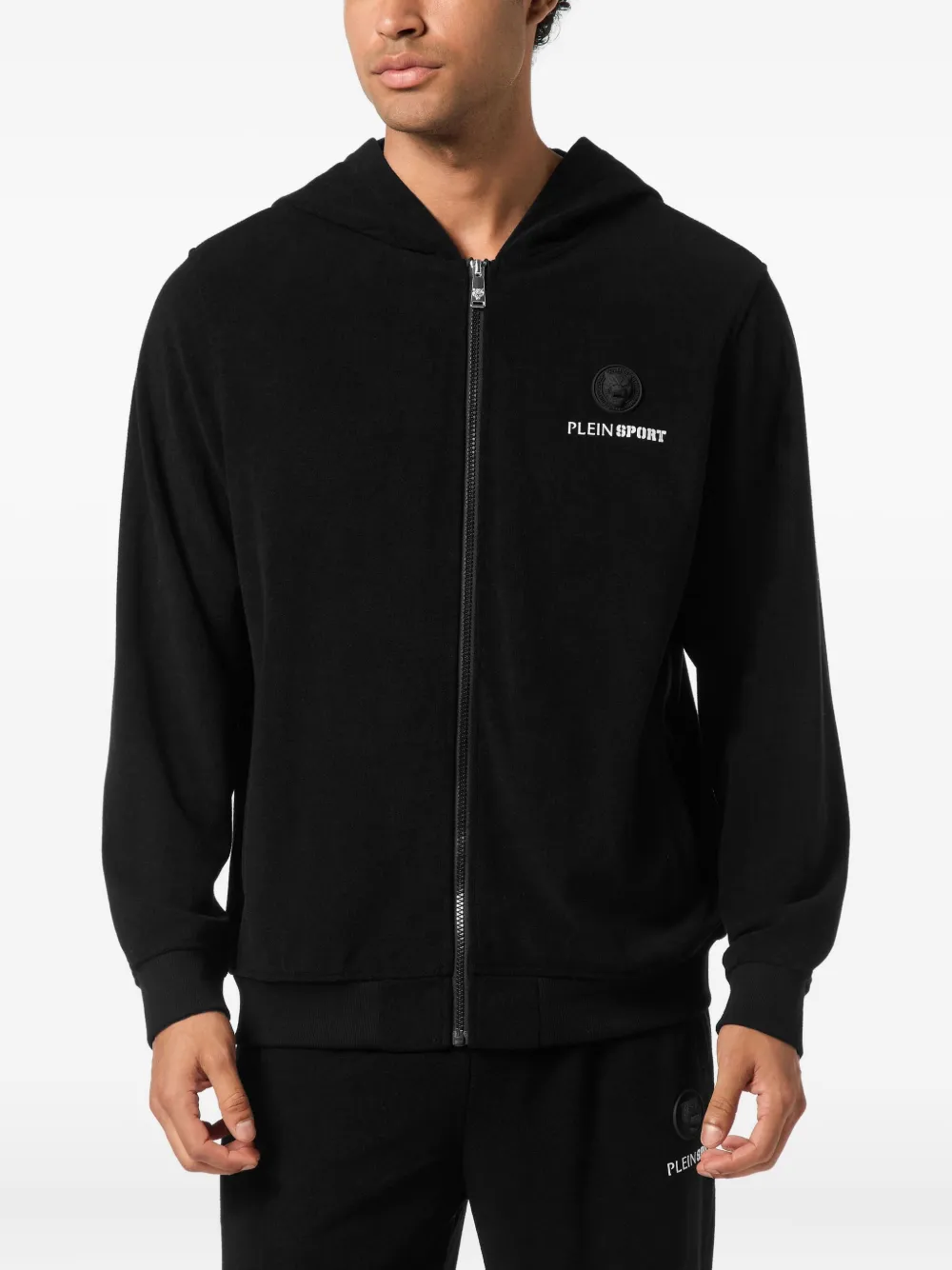 Plein Sport Hoodie met geborduurd logo Zwart
