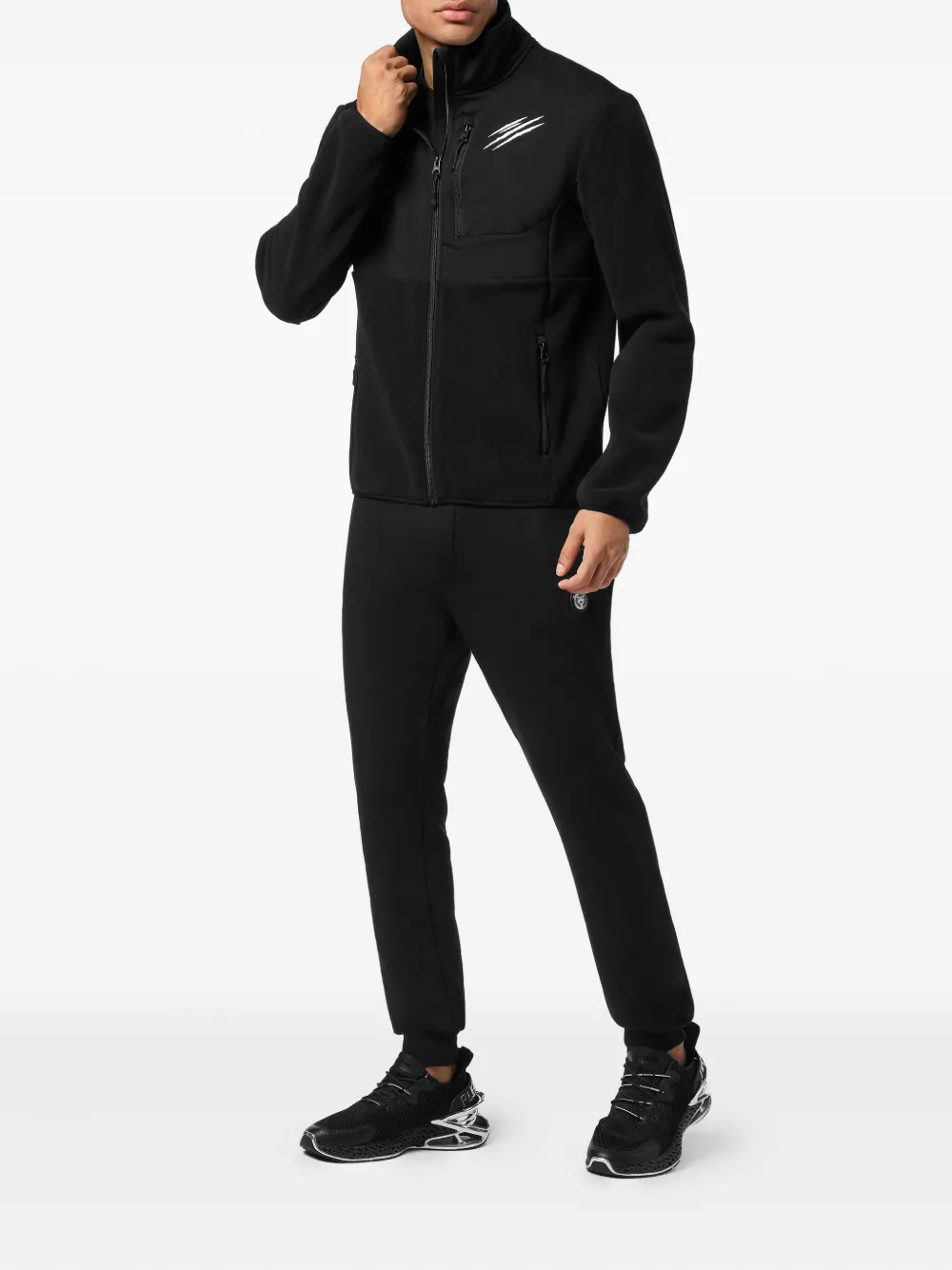 Plein Sport Jack met krasdetail en vlakken Zwart