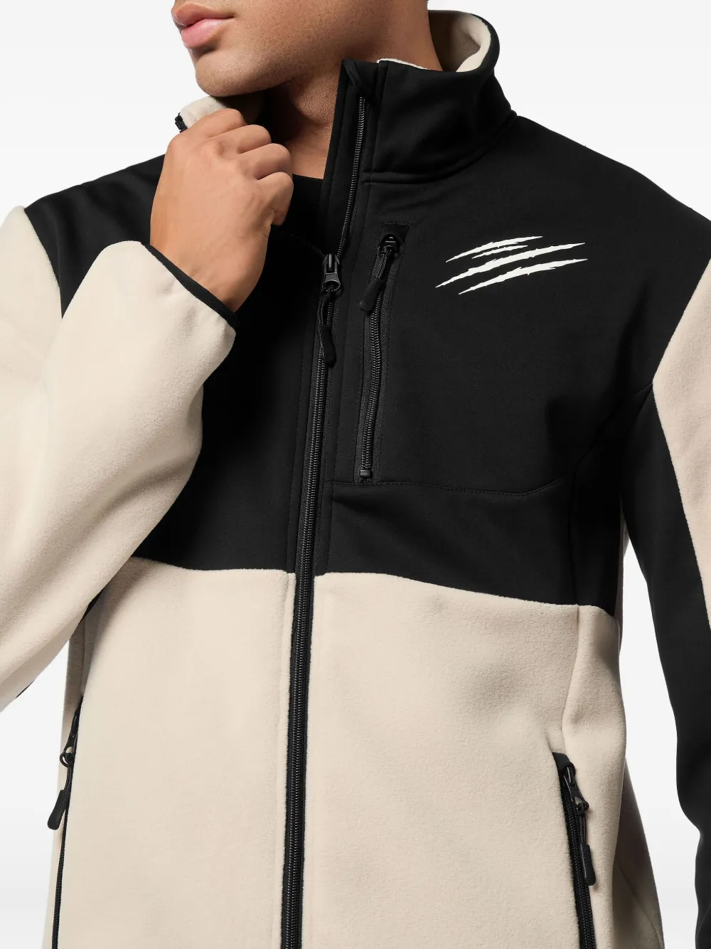 Plein Sport Fleece jack met rits Beige