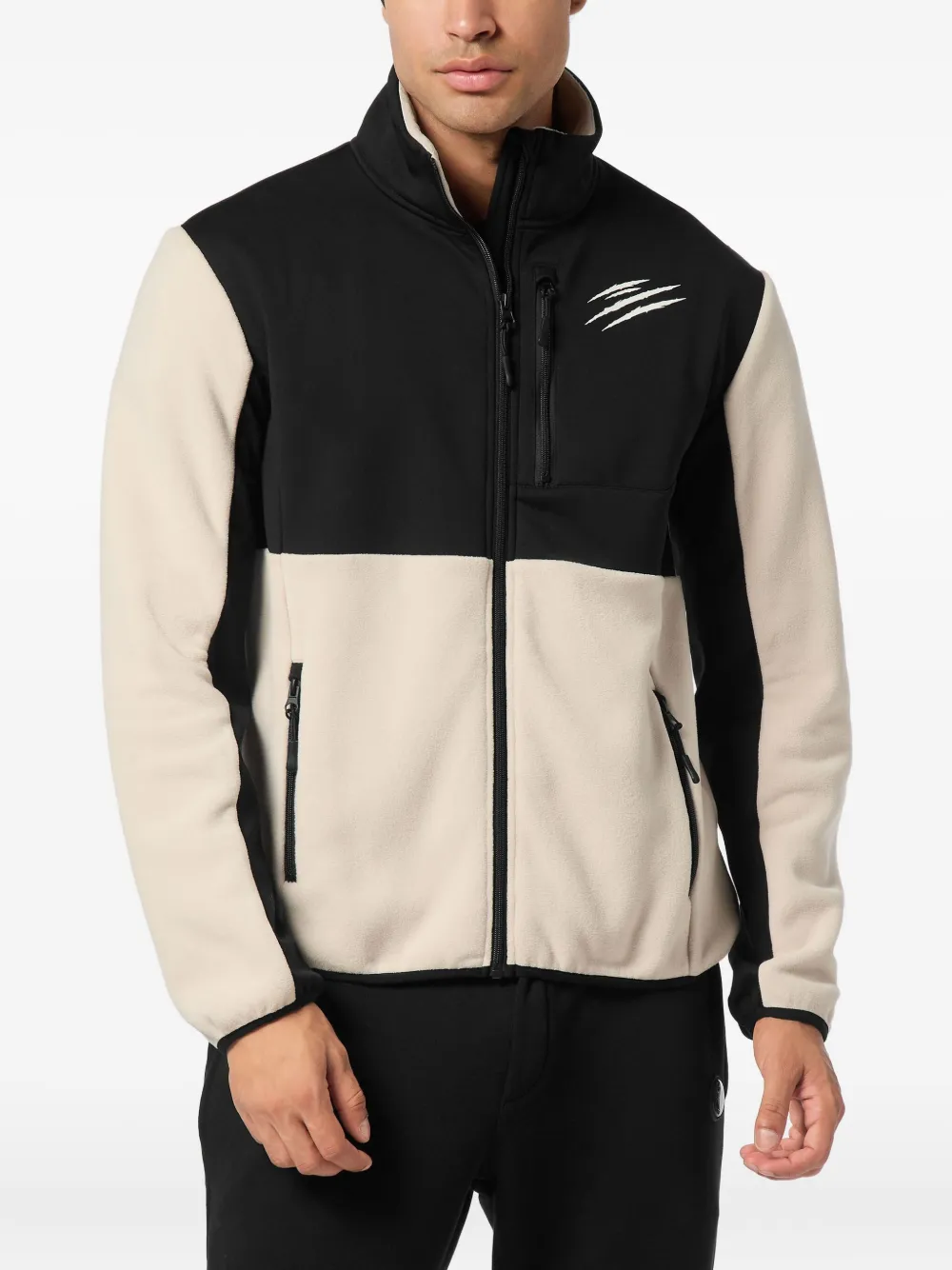 Plein Sport Fleece jack met rits Beige