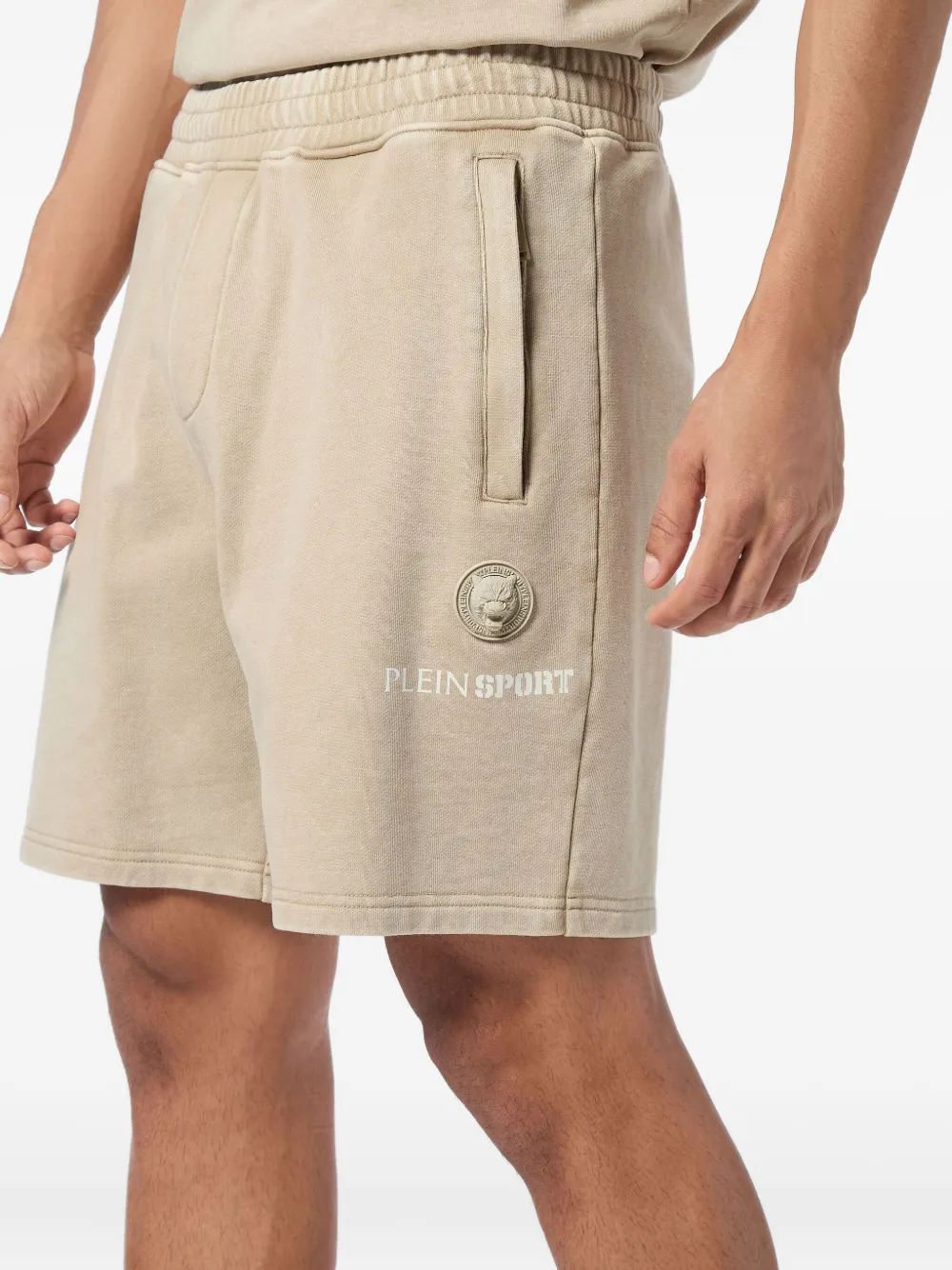 Plein Sport Logo-plaque Track Shorts In Neutral