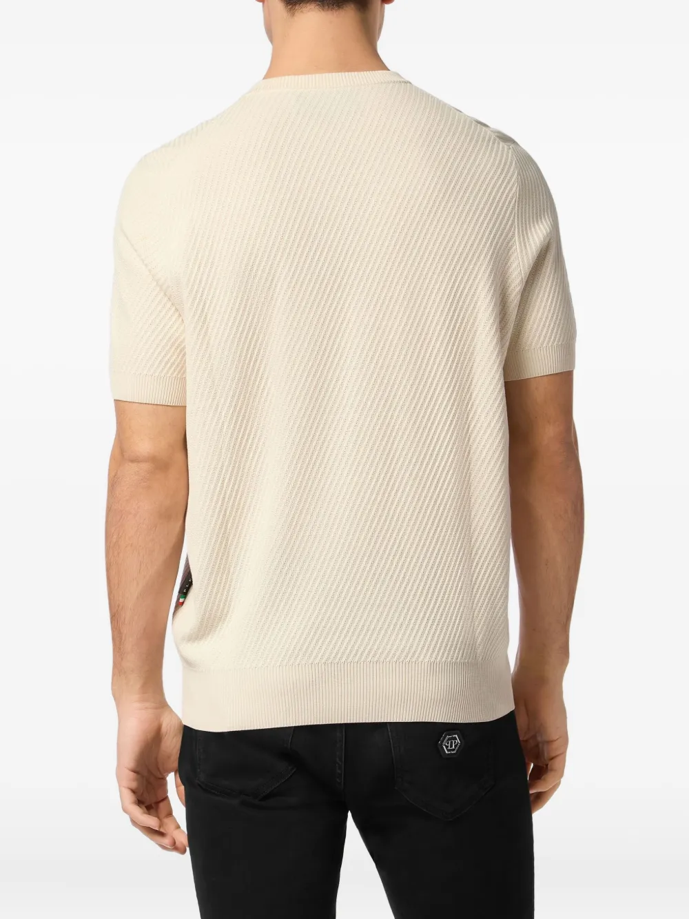 Philipp Plein Geribbelde trui met korte mouwen Beige