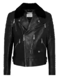 Philipp Plein shearling-collared biker jacket - Black