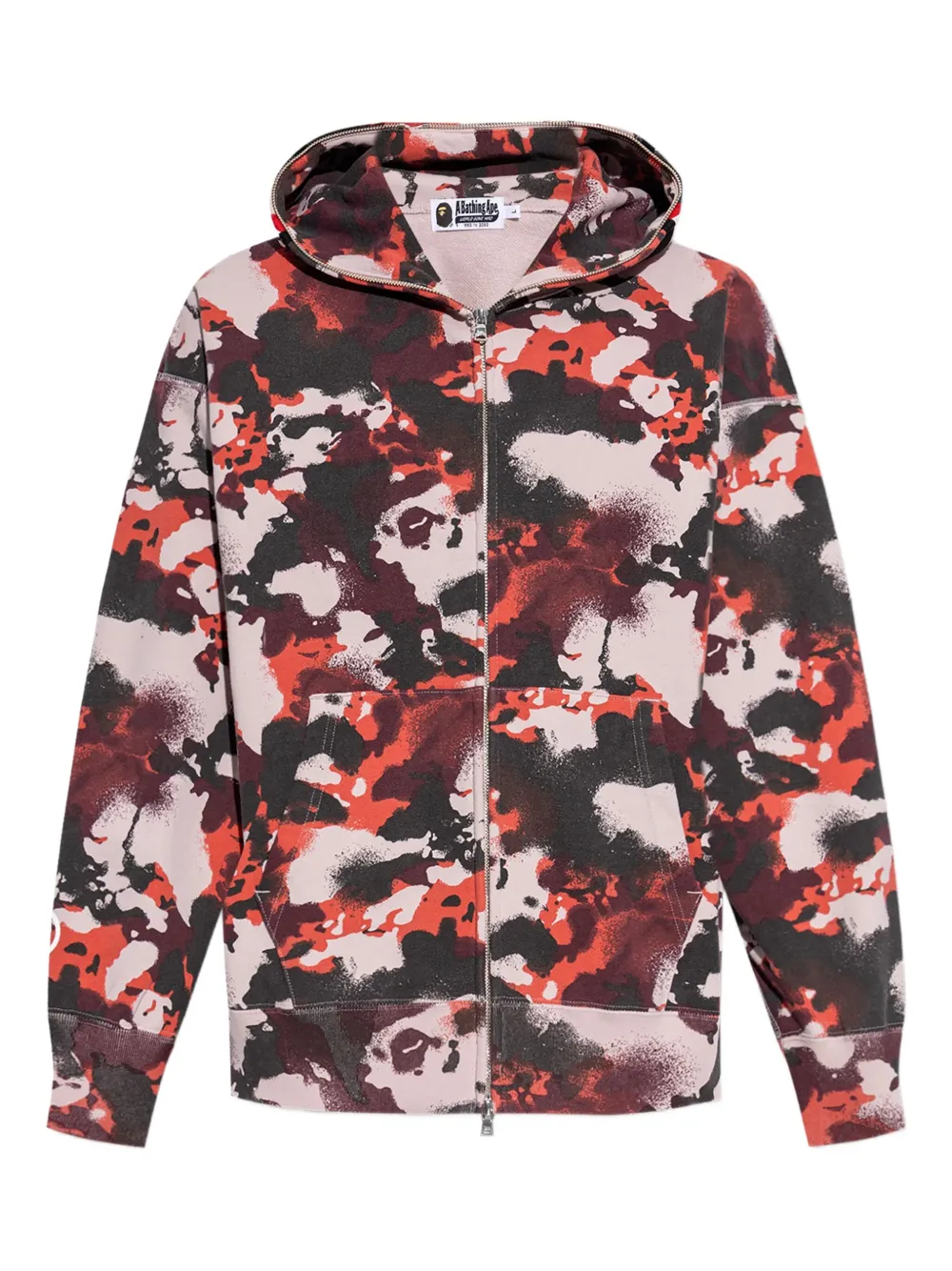 A BATHING APE® camouflage-print hoodie | Red | Image 1