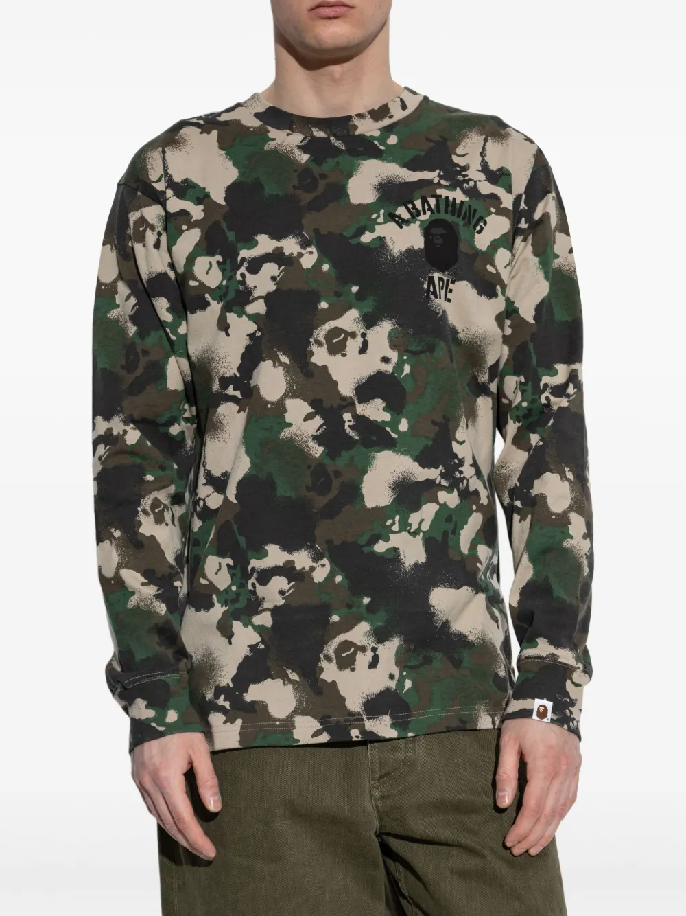 A BATHING APE T-shirt met camouflageprint Groen