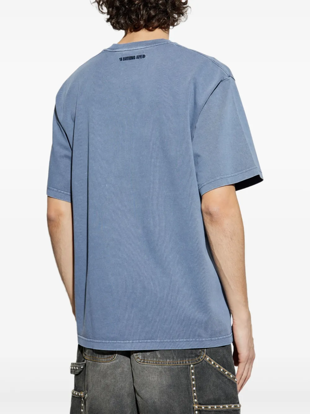 A BATHING APE Dye Rhinestone T-shirt Blauw