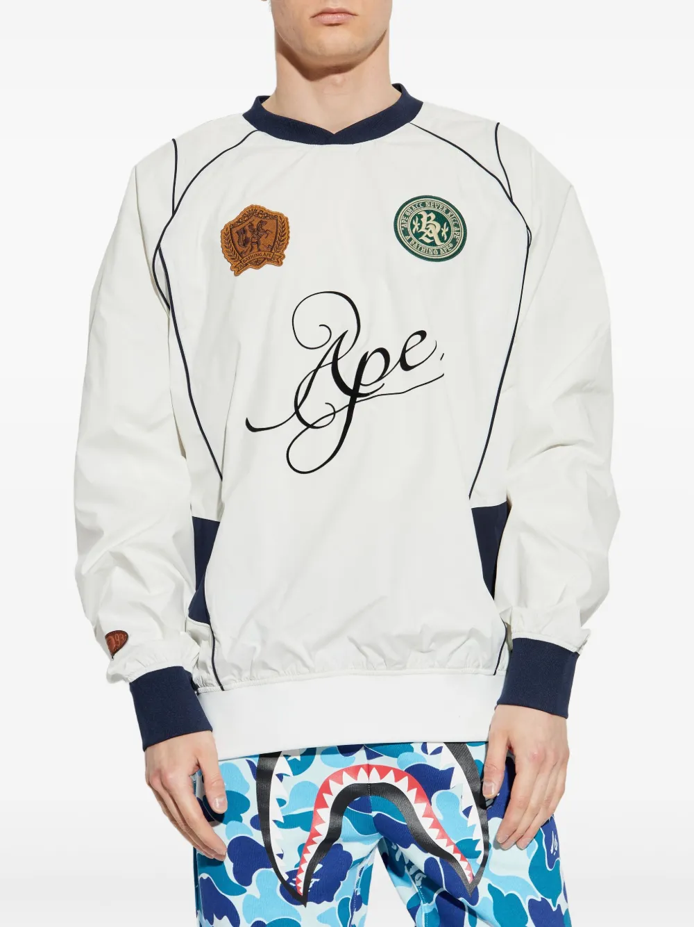 A BATHING APE Sweater met logopatch Wit