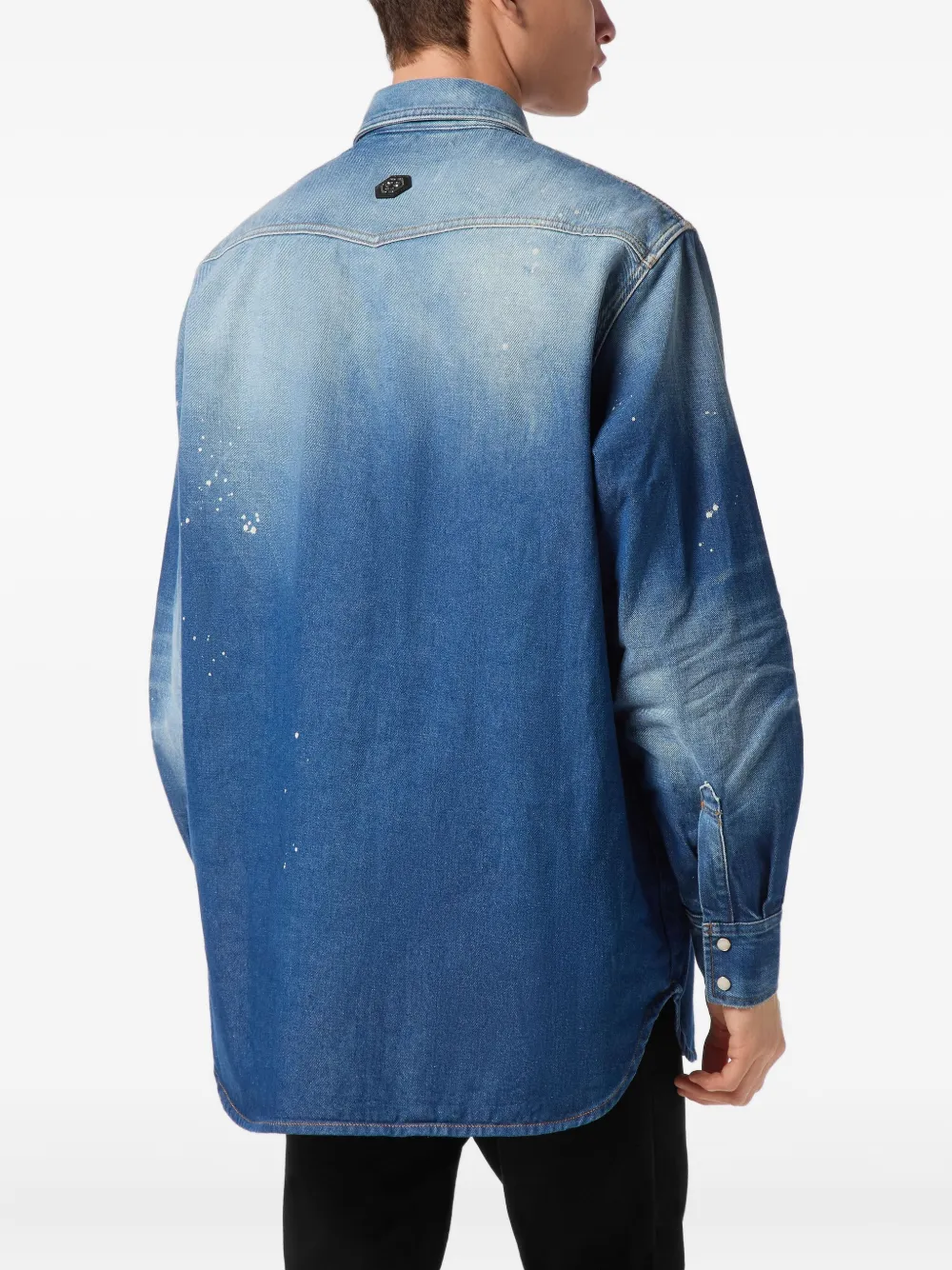 Philipp Plein Overhemd met verfspatten Blauw