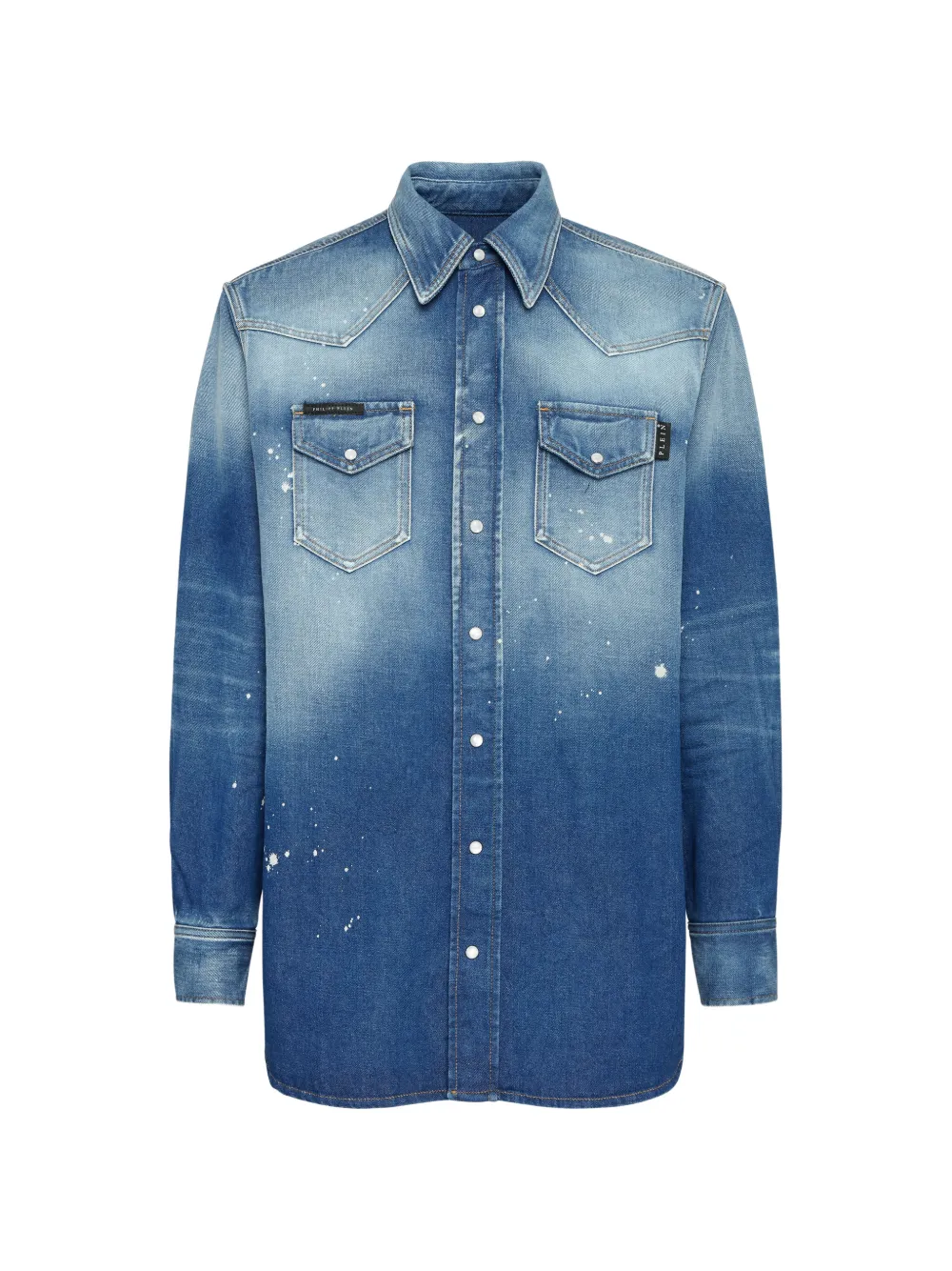 Philipp Plein Camicia con stampa vernice - Blu