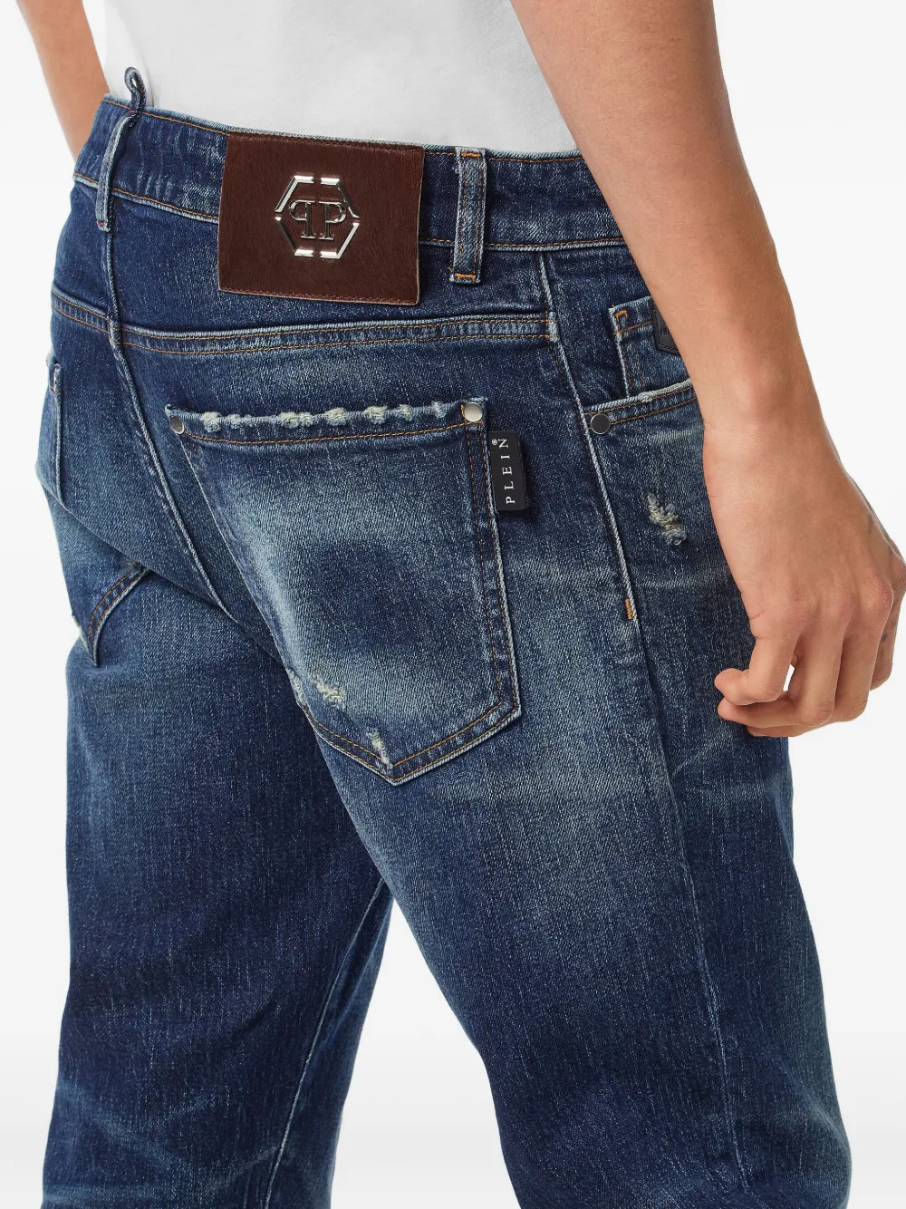 Philipp Plein Gerafelde jeans Blauw